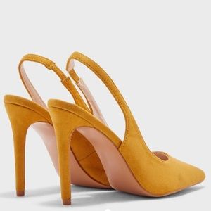 Zara suede open heel mustard yellow pumps